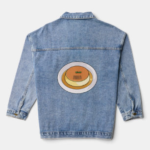 Creme caramel cartoon illustration denim jacket
