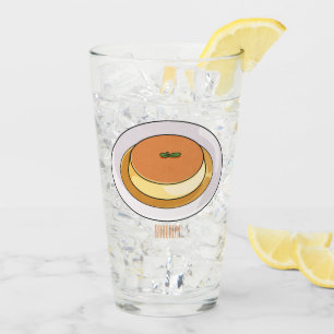 Creme caramel cartoon illustration glass