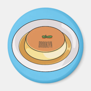 Creme caramel cartoon illustration magnet