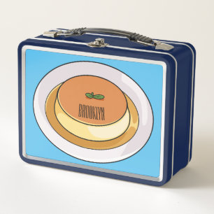 Creme caramel cartoon illustration  metal lunch box