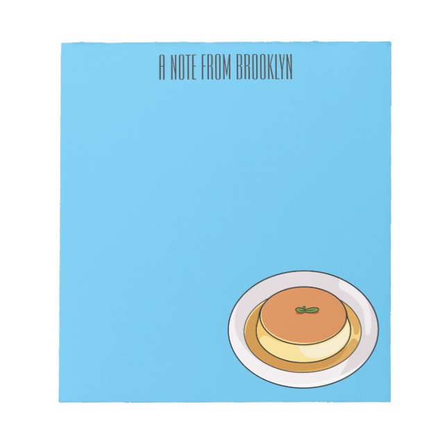 Creme caramel cartoon illustration  notepad (Front)
