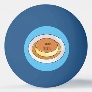 Creme caramel cartoon illustration ping pong ball