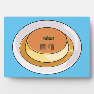 Creme caramel cartoon illustration plaque