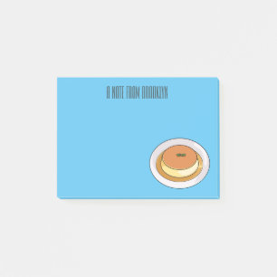 Creme caramel cartoon illustration post-it notes