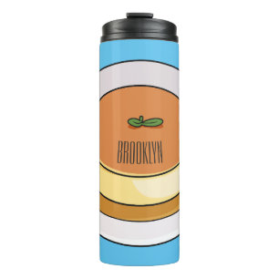 Creme caramel cartoon illustration   thermal tumbler