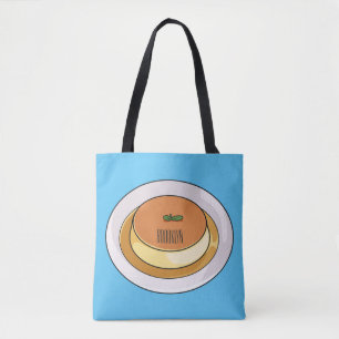 Creme caramel cartoon illustration tote bag