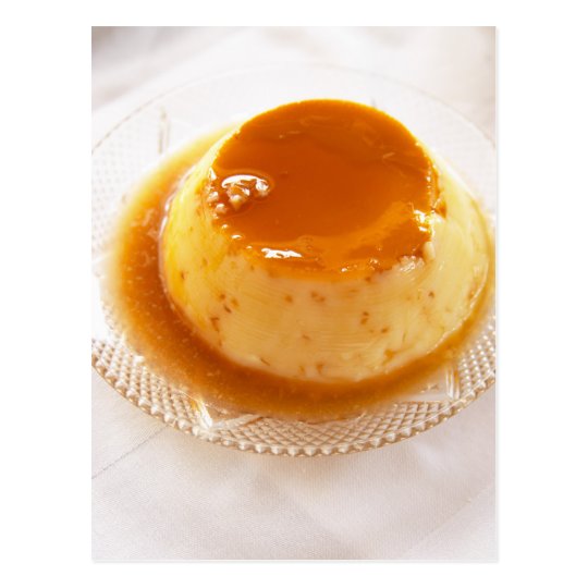 Creme caramel type of pudding with caramel postcard
