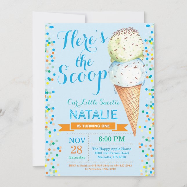 Crème de glace Anniversaire Invitation été (Devant)