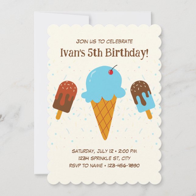 Crème de glace bleue Invitation Anniversaire (Devant)
