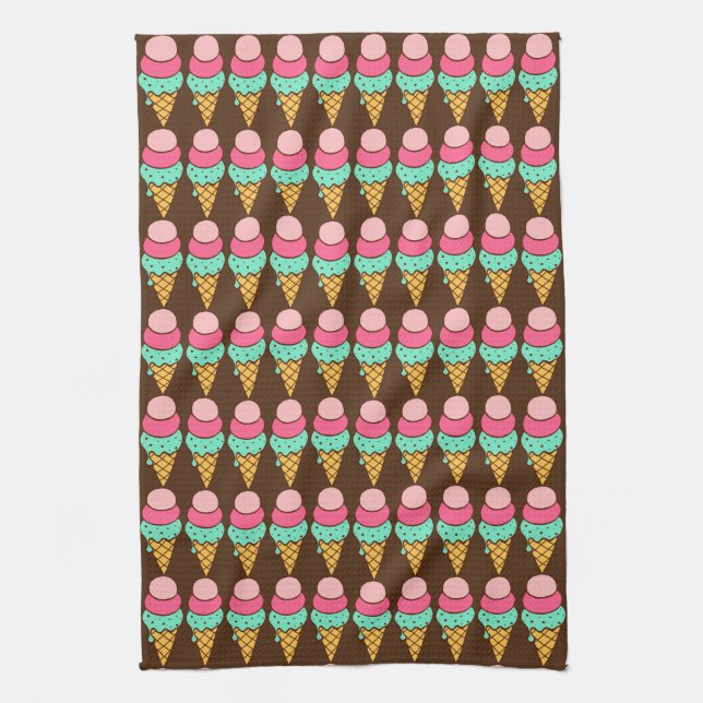 Crème De Glace Cones Jolie Serviette De Cuisine (Vertical)