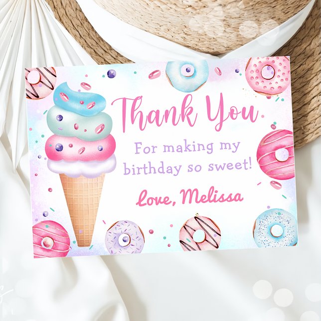 Crème de glace Donut Carte de remerciements d'anni (Créateur téléchargé)