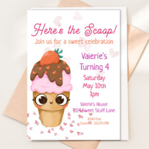 Crème de glace Invitation d'anniversaire, 4e anniv