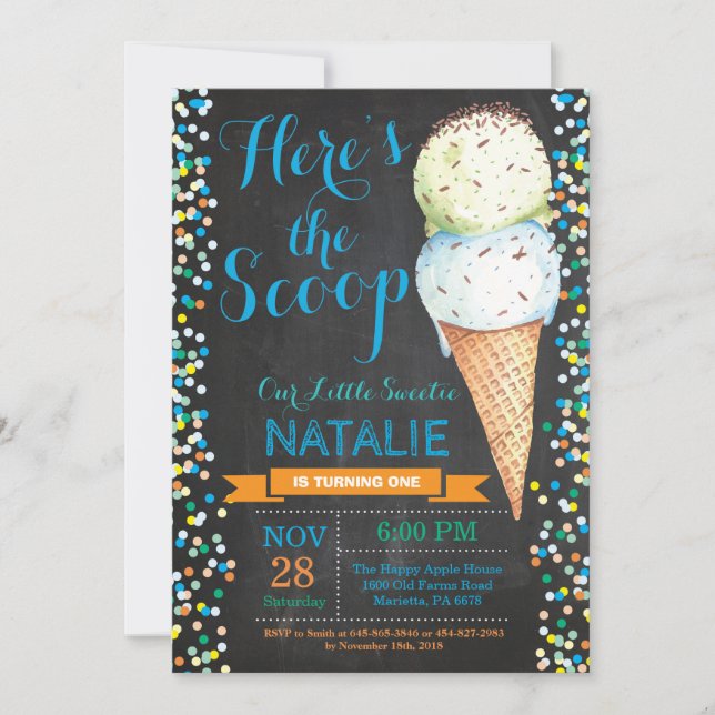 Crème de glace Invitation d'anniversaire Summer Ch (Devant)