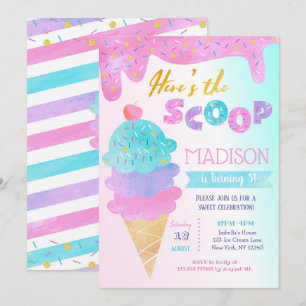 Crème de glace Invitation fête d'anniversaire Deux