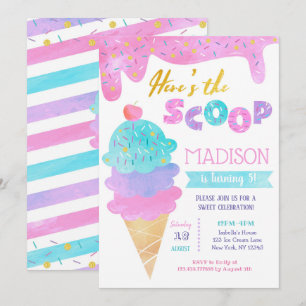 Crème de glace Invitation fête d'anniversaire Deux