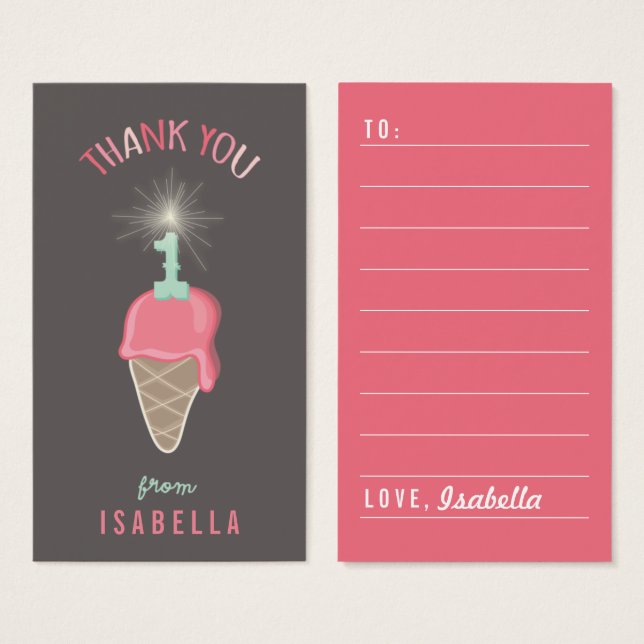 Crème de glace rose 1er anniversaire Merci do-it-y (Devant & derrière)