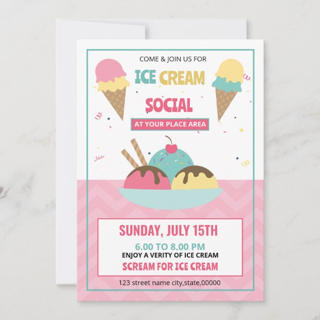 Crème de glace Social Party Invitation Flyer Modèl (Devant)