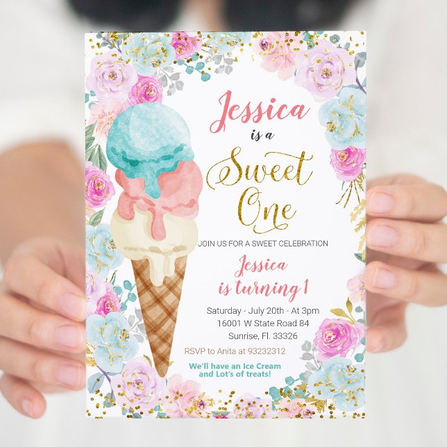 Crème de glace sucré un Anniversaire Invitation (Créateur téléchargé)