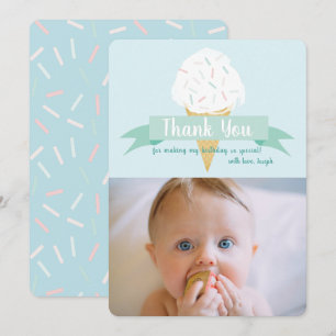 Crème de glace turquoise Anniversaire Carte de rem