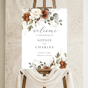 Crème de rouille florale Affiche de bienvenue Mari