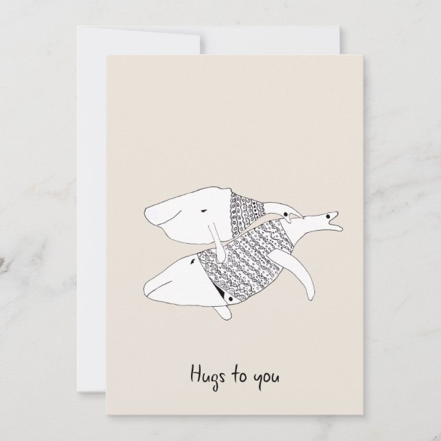 Crème Doodle Encourageant Carte de voeux Baleines  (Devant)