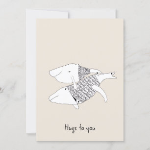Crème Doodle Encourageant Carte de voeux Baleines 