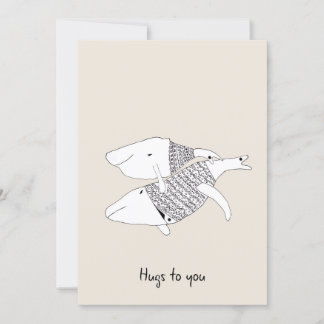 Crème Doodle Encourageant Carte de voeux Baleines