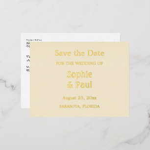 Crème Enregistrer la date Gold Foil Invitation Car