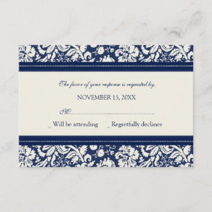 Crème et carte de mariage bleue du motif RSVP