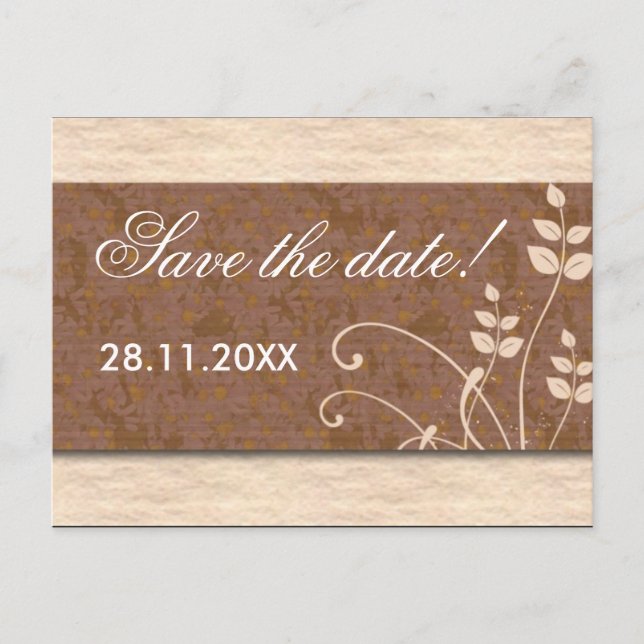 Crème Et Chocolat Enregistrer La Date Carte Postal (Devant)
