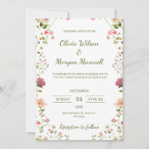 Crème et Faire-part de mariage florale verte