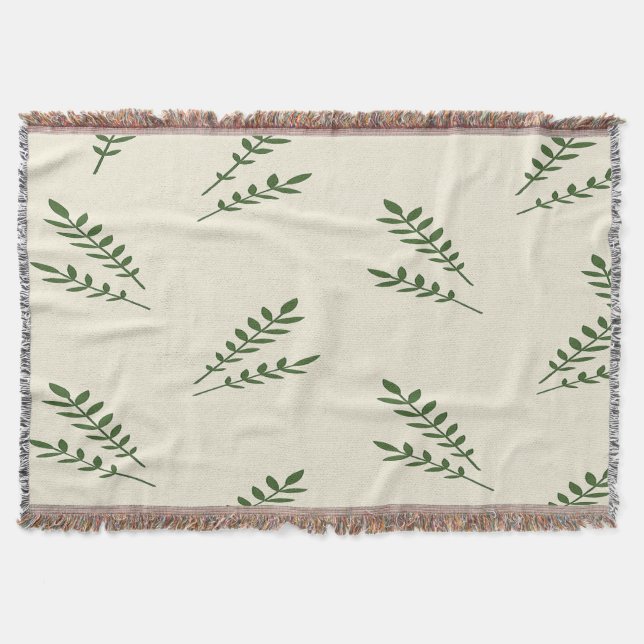 Crème et Feuilles verts lancez la couverture (Devant)