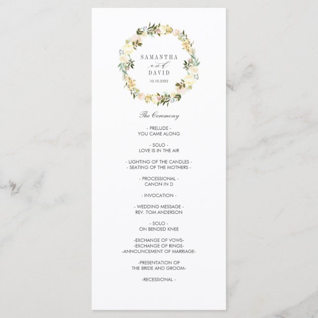 Crème et ivoire | Programme de mariage élégant (Devant)