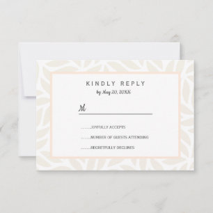 Crème feuillage abstrait chic Mariage RSVP