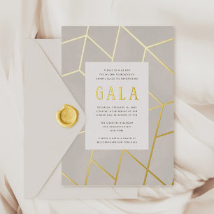 Creme Geometric Gala Gold Foil Invitation