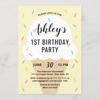 Crème glacée Anniversaire Fête Invitation