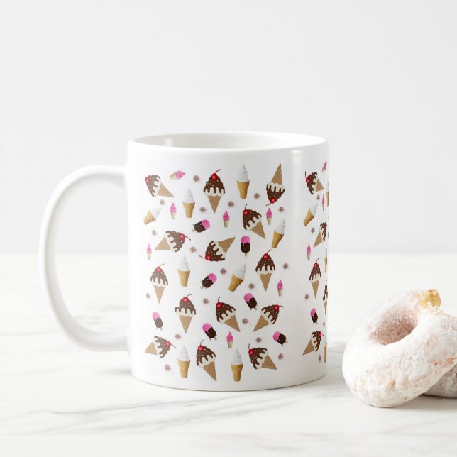 Crème glacée Chocolat Cerise Vanille Mug (Avec donut)