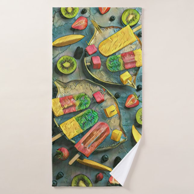 Crème glacée colorée pop fruits (Serviette de bain)
