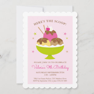 Crème glacée dimanche Anniversaire Fête Invitation
