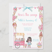 Crème glacée et florale Invitation d'anniversaire