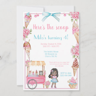Crème glacée et florale Invitation d'anniversaire