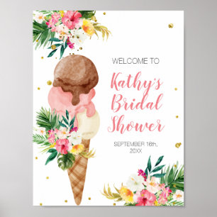 Crème glacée Été Fête des mariées florale Affiche 