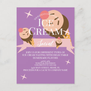 Crème glacée mignonne Social Flyer Invitation Viol