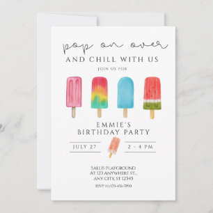 Crème glacée Piscine Anniversaire Invitation Pop O