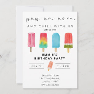 Crème glacée Piscine Anniversaire Invitation Pop O