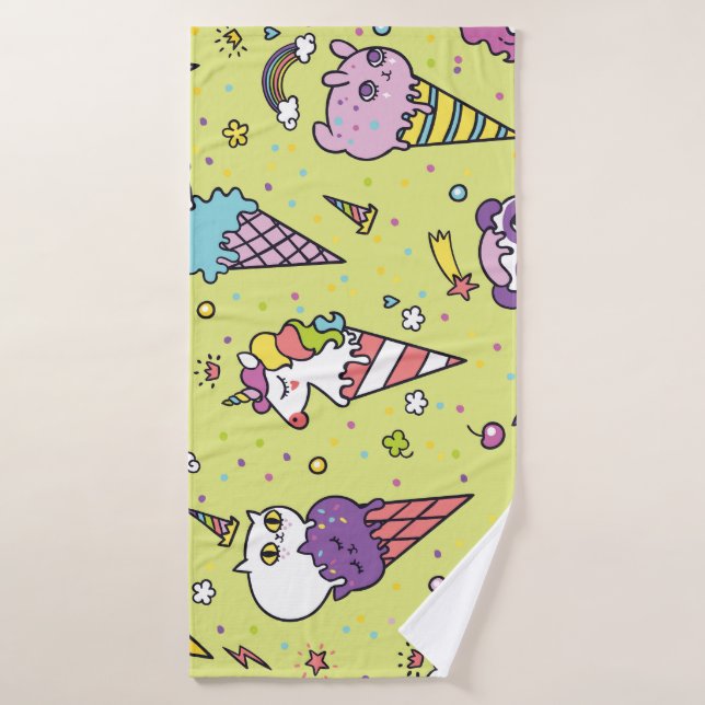 Crème glacée Pop Cute : Motif animal (Serviette de bain)