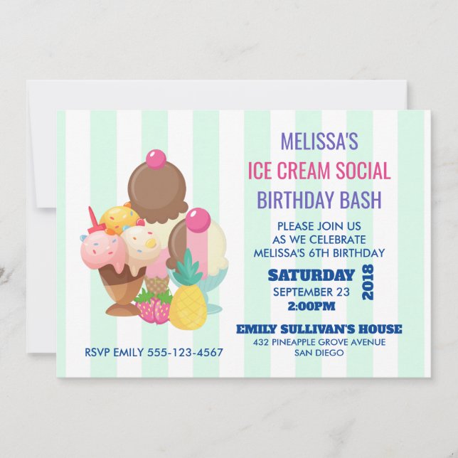 Crème glacée Social Anniversaire Invitation de fêt (Devant)