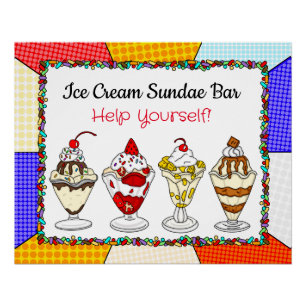 Crème glacée Sundae Bar Baby shower ou affiche Mar