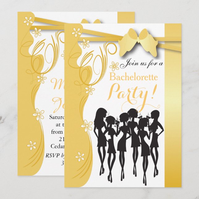 Creme Golden Yellow Party Girl Events Invitation (Front/Back)