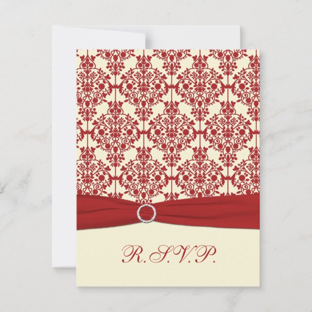 CRÈME IMPRIMÉE RIBBON, Carte de réponse rouge Dama (Devant)